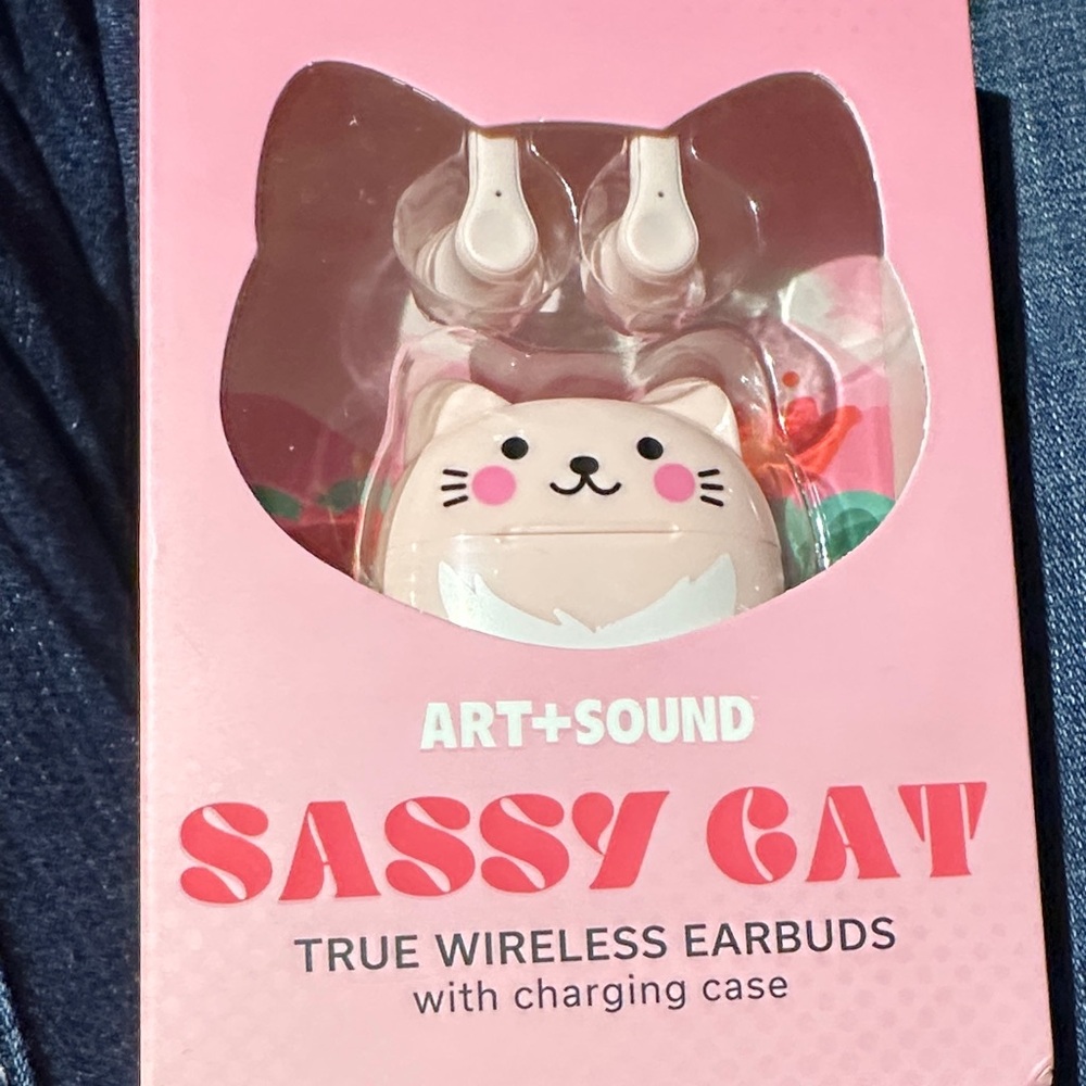 Sassy Cat Pink Earbud Headphones